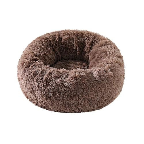 Lit rond pour chat 50cm coussin en peluche couleur pâte de haricot