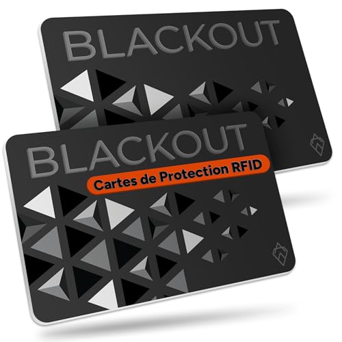 AKIELO Blackout Carte Anti RFID Ultra Fine (Lot de 2) – Anti Piratage Bloqueur pour Protection Carte Bancaire sans Contact – Protège Votre Portefeuille (2...