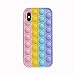 Custodia per iPhone X/XS,Fidget Toys Phone Case,Pop-It Fidget Cover Telefonica Antistress Giocattolo Bubble Phone Case, 3D Pop Bubble Sensory Toy Morbido Silicone Cover Protettiva Custodia,Arcobaleno