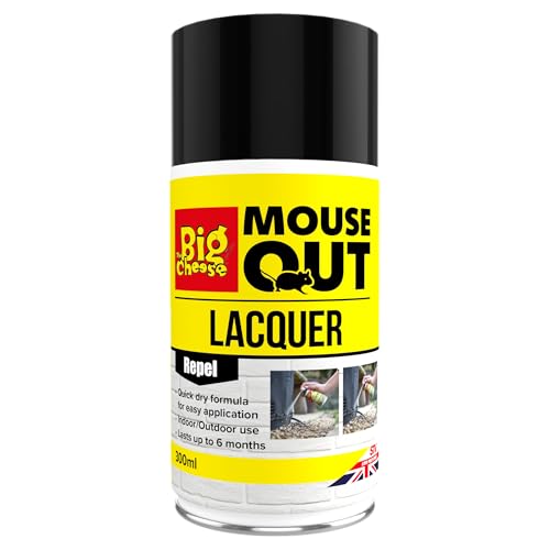 The Big Cheese Anti Mouse Lacquer – 300 ml Aerosol Mouse Biting and Chewing Deterrent/Repellent Hard Surface Application Mint Scented Waterproof Ready-To-Use