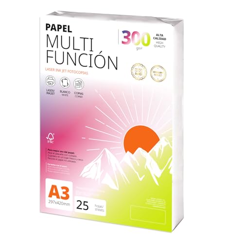 Folios A3 300gr 25 hojas, Papel Multiusos para Impresora, Folios para Proyectos, Ilustración, Lettering, Proyectos Creativos Profesionales, Papel A3 Oficina, Material Escolar - Ofituria (300gr, 25h)