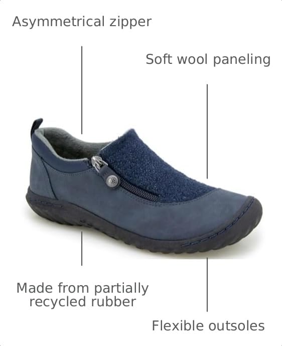 Image of JBU Women's Elodie Comfortable Casual Flexible Arch Support APMA Accepted Side-Zip Walking Flat