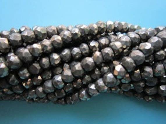 Pyrite naturelle perles rondelles facettées 3-4mm gemmes pour création bijoux