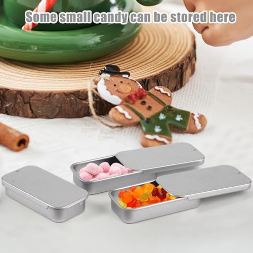 Vylro 16 Stück Kleine Metallbox Behälter, 5×2.5×1cm Rechteckige Metalldosenbehälter, Kleine Metalldosen mit Schiebedeckel, Mini Metallboxen, für SüßIgkeiten, Schmuck, Pillen, Perlen