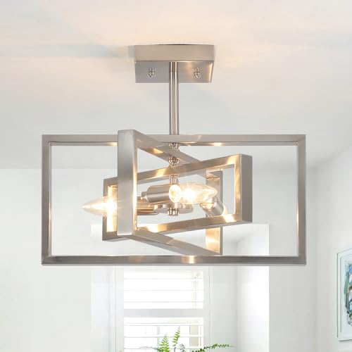 【Facile da Installare】 Questa lampada da soffitto a forma di lampadario nero viene fornita con istruzioni dettagliate, parti di installazione e strumenti per una rapida installazione, richiede una semplice combinazione per fissarla ai normali punti di giunzione del soffitto. Ottima soluzione per affittuari e proprietari di case che cercano soluzioni di illuminazione facili da aggiornare. Dimensioni: 40 cm x 40 cm x 31,5 cm (L x P x A).