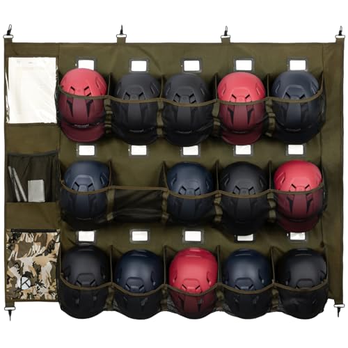KAVIGOR Baseball/Softball Dugout Organizer - 15+ Helmet & Glove Storage Bag Military-Grade 900D Fabric & 6 Reinforced Steel Hooks