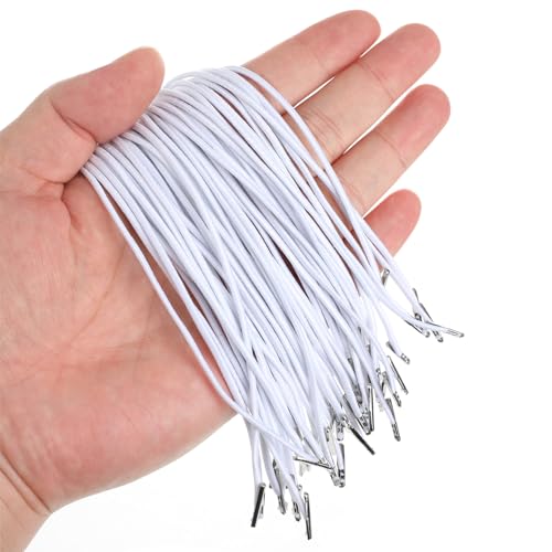 SEWACC 50pcs White Elastic Barbed Cords with Metal Ends, 28cm Elastic Loop Stretch Thread String for DIY Craft - Image 3
