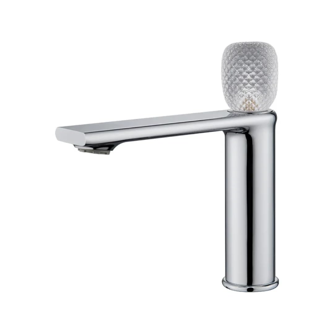 Mitigeur lavabo en laiton doré équipé de LED cristal et éclairage dynamique