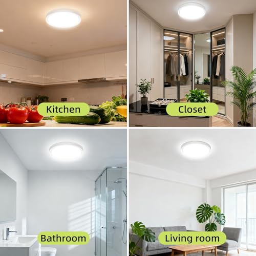 hepside LED Flush Mount Ceiling Light, 13Inch 24W LED Ceiling Lights Fixture,5 Color Temperatures in One,Ultra-Thin Flush Mount Light Fixture for Closet Bathroom Hallway Bedroom Laundry (White) by hepside - Used condition - Image 7