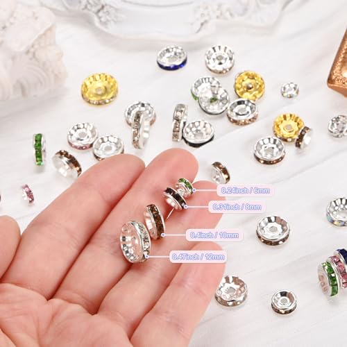 Perles d'espacement rondelles cristal 10mm M METERXITY pour réparer et créer