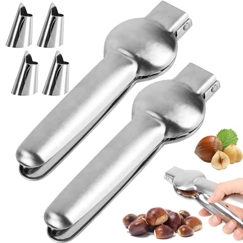 Fonyet Chestnut Cutter Stainless Steel Chestnut Cutter Chestnut Tongs with Cross Toothing Thickened Chestnut Tongs for Walnuts Chestnuts