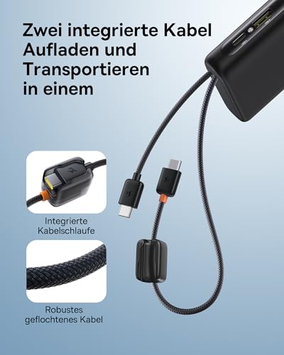 Baseus FC41 100W 20000mAh Powerbank Laptop, Schnellladen Power Bank mit 2 Integriertem USB-C Kabel, Externe Handyakkus für MacBook Pro… – Ansicht 5