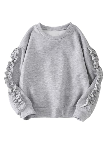 Sweat-shirt à manches longues pour fille avec col rond classique Floerns