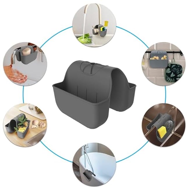 Silicone Sink Saddle Sponge Holder for Kitchen Sink Dark Gray
