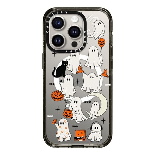 Coque iPhone 15 Pro CASETiFY Impact transparente noire compatible MagSafe Boo Things