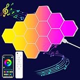 smart panel in home App & Fernbedienung: Hexagon RGB Panels können mit Ihrem Mobiltelefon verwendet werden, sodass Sie zwischen den Lichtmodi wechseln und die Lichtzeiten aus der Ferne einstellen können, indem Sie einfach eine Verbindung mit Ihrem Telefon herstellen. Alternativ können Sie auch die Fernbedienung verwenden.