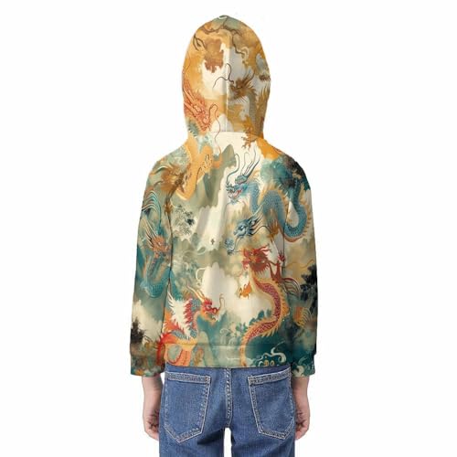Sweat à capuche dragon 3D pour ado pull confortable manches longues