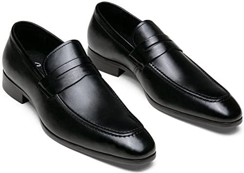Jouesn Men's Dress Shoes Premium Leather Penny Loafers for Men Slip-On Formal Dress Loafers for Men(AMY9030A Black 11)3
