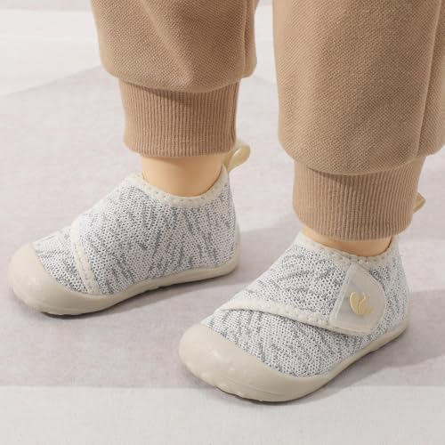 Image of FEETCITY Baby First Walking Shoes Wide Baby Shoes Infant Sneakers Newborn Crib Shoe Barefoot Lightweight Slip On Shoe
