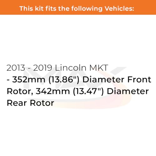 Image of Max Advanced Brakes Front & Rear Brake Kit Compatible With 2013-2019 Lincoln MKT w /13.86 inch Front 13.47 inch Rear Rotors Replacement Geomet Coated OE Disc Brake Rotors and Ceramic Brake Pads