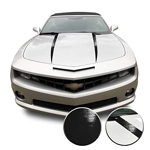 Optix Hood Spears Stripes Vinyl Decal Overlay Wrap Trim Inserts Sticker Compatible with and Fits Camaro 2010 2011 2012 2013 2014 2015 - Gloss Black