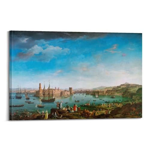 Impression sur toile Vernet Marseille décor moderne de 20 x 30 cm