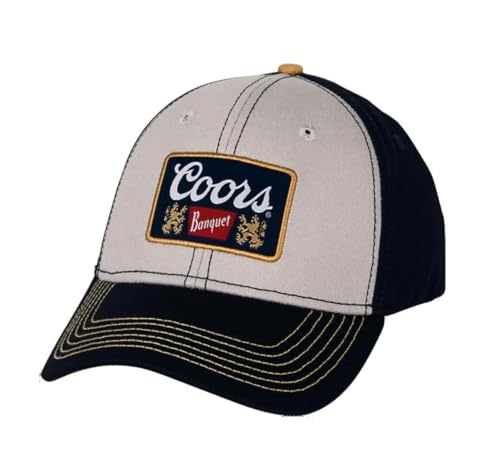 H3 Headwear Banquet Navy Grey and Gold Cotton Twill Snapback with Woven Label