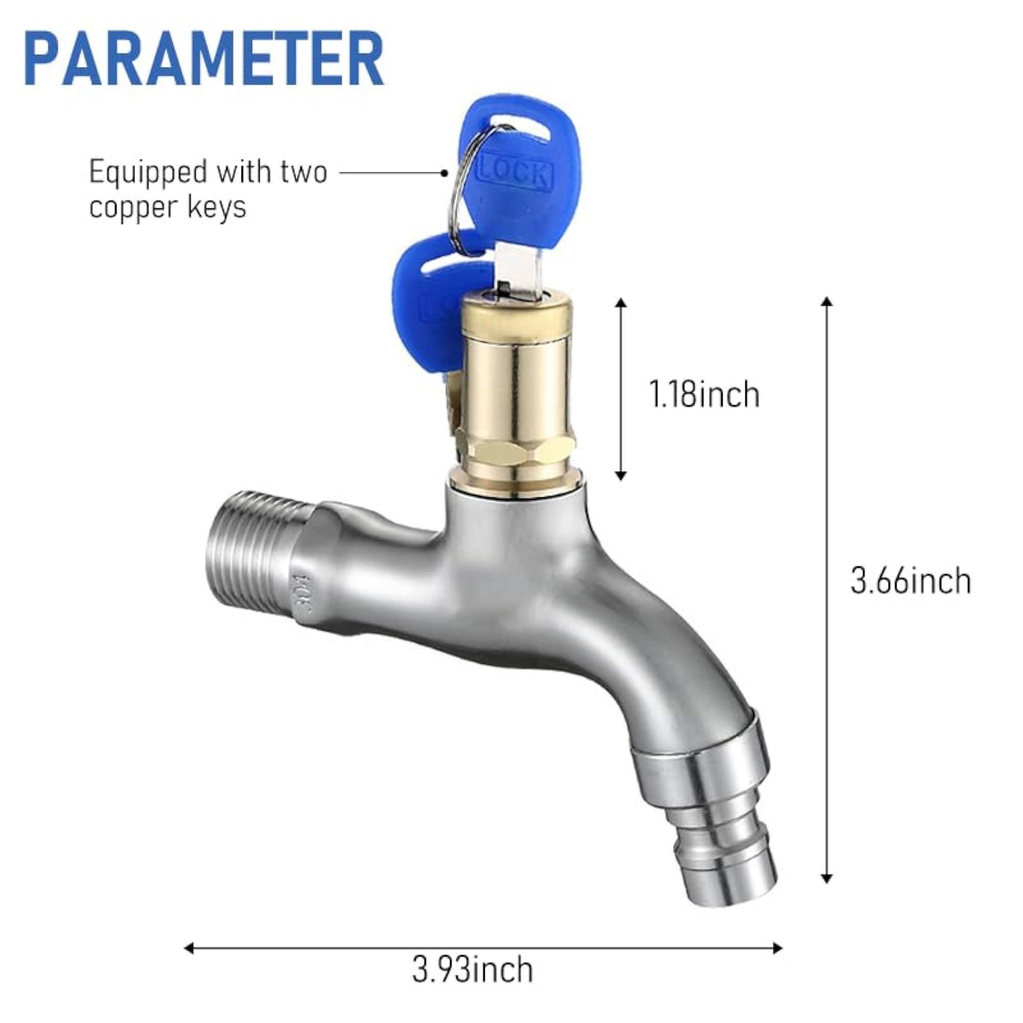 Lockable Washing Machine Tap, Chrome-Plated