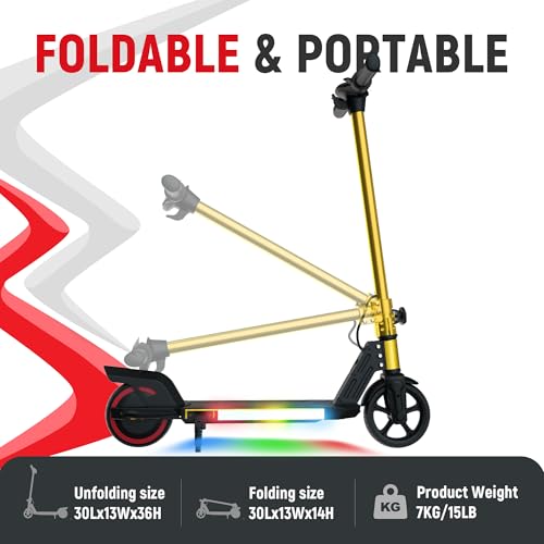 WEELMOTION Black Foldable Electric Scooter for Kids, Bright Front Bar Lights, LED Head Lights, Shining Pedal, Big LED Display, Dual Brakes 150W Motor Kids Electric Scooter, UL2272 Certified by WEELMOTION - Image 5