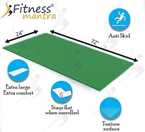 Fitness Mantra® Yoga Mat for Gym Workout and Yoga Exercise with 6mm Thickness, Anti-Slip Yoga Mat for Men & Women Fitness (Qnty.-1 Pcs.)