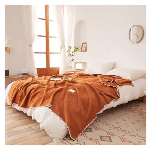 GOOPEEG Manta suave de forro polar cálida para sofá, manta suave y esponjosa decorativa para mujeres y hombres, dormitorio, cama individual, sofá (naranja, 150 x 200 cm)