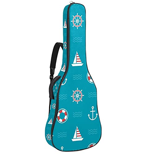 Housse guitare basse acoustique étanche avec zip et motifs boussole marine