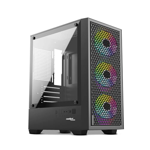 Image of Frontech Clone Gaming Computer Cabinet - 3x120 mm LED Fans, Tempered Glass Side Panel, ATX /Micro-ATX /Mini-ITX Compatible, USB 3.0 + USB 2.0 Ports, Washable Dust Filter (FT-4388)