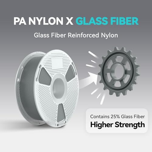 Image of SUNLU PA6-GF 25% Glass Fiber Nylon 1.75mm 3D Printing Filament Grey 1KG | High Temp Resistance 401F (205C), Corrosion Resistance, 3D Printer Nylon Filament