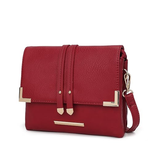 MKF Collection Bolsa tiracolo feminina moderna, de couro vegano, bolsa de mão feminina da Mia k, Lydia Red, Medium
