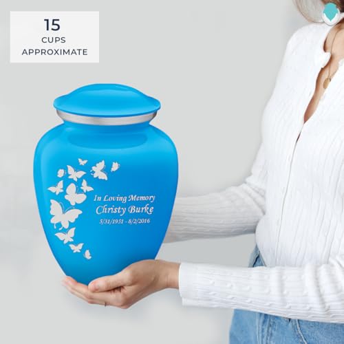 Image of Geturns - Adult Personalized Butterfly Cremation Urns for Human Ashes I Large Racing Blue Funeral Urn for Men and Women I 200 lbs