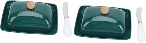 Miniatura 1 de Alipis 2 juegos de cajas de mantequilla, recipientes para pan de pan con tapas, bandeja vintage para mantequilla, plato de mantequilla vintage,