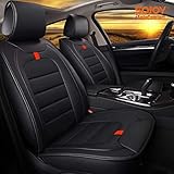 Sojoy Padded Leather Car Seat Covers Full Set- Front and Rear Seat Cushions Four Seasons Waterproof...