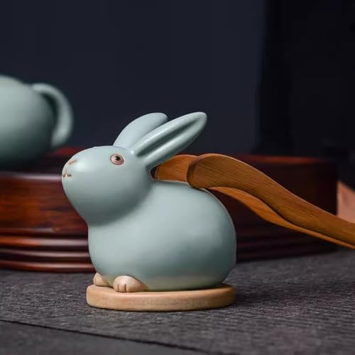 Adornos de escritorio conejito mascota de té para mesa de té 8