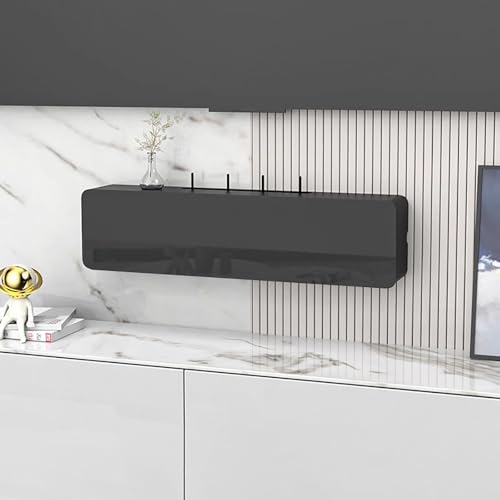 Étagère TV flottante avec cache-box Wi-Fi et meuble multimédia mural pour salon