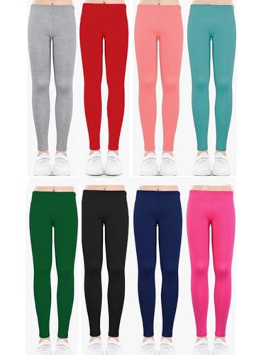 Bow Dream 8 Pack Girls Leggings Skinny Leggings for Girls Leggings Toddler Stretchy Tights Pants for Kids Pull on Multipack