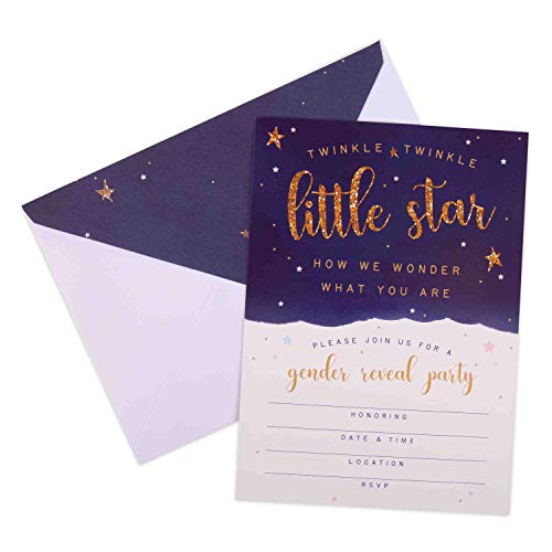 GSM Brands Invitations for Gender Reveal Party Baby Shower - 20 Cards with Envelopes