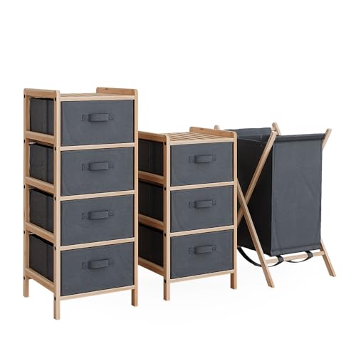 Vicco Conjunto de Muebles de Cuarto de baño Bruno, Gris, 3 Partes
