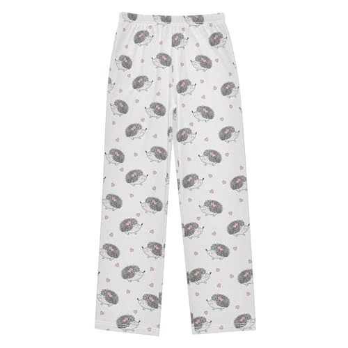 Hedgehog Love Boys Long Pants Soft Trousers Elastic Waist Kids Lounge Bottoms with Pockets S-XL