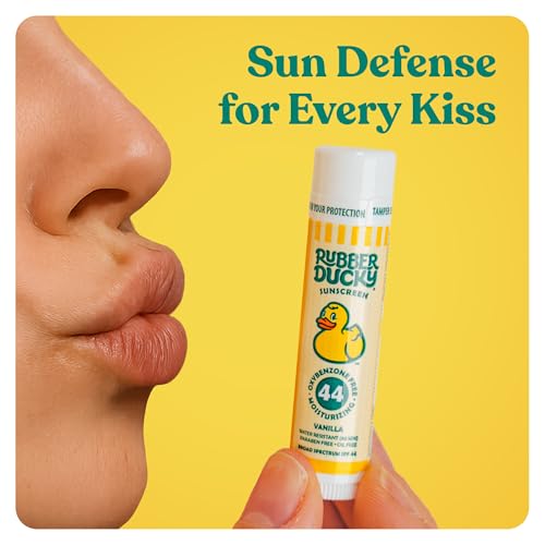 Rubber Ducky | Lip Balm with SPF 44, Water Resistant Sunscreen Lip Balm | Vegan, Untinted, Vanilla Flavor, with Vitamin E | All Season - Broad Spectrum Sunscreen for Lips 3-pack
