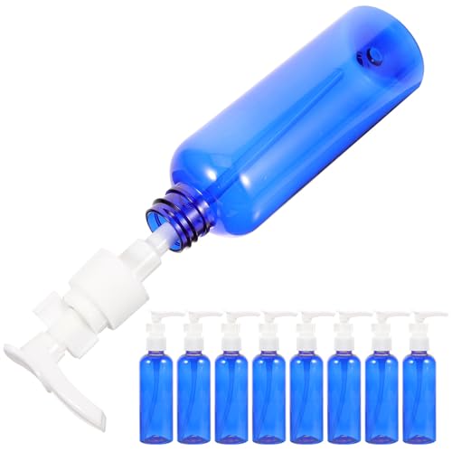Genérico 10 Piezas Dispensador de Bomba para Loción de 100ml Azul, Botella Ligera de Pet Diseño de Cierre para Evitar Fugas, Adecuado para Viaje de Negocios y Uso Personal