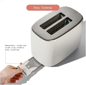Drew Barrymore White Icing 2 Slice Toaster with Touch-Activated Display