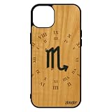 utaupia Cover in legno con segno Scorpione per iPhone 15+ Plus in silicone, con custodia blu tropicale dello zodiaco astrologico, 256 GB, design