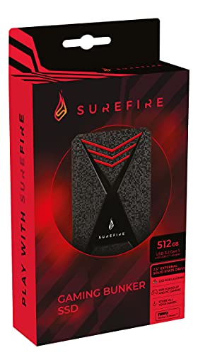Surefire Bunker Gaming Ssd 2,5” I 512 Gb I Unità Ssd Esterna I Adattatore USB-C I Windows & Macosx I Velocità Di Lettura E Scrittura 450Mb/S E 430Mb/S I Pc Playstation E Xbox I Powered By Verbatim - 8
