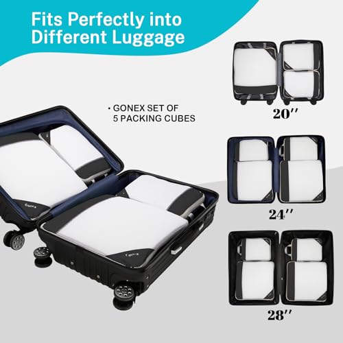 Compression Packing Cubes, Gonex Extensible Storage Mesh Bags Organizers, D: 4 Pcs Black, 2L+2M